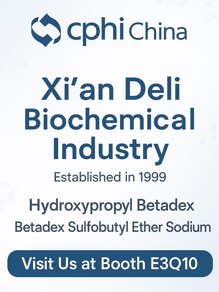CPHI China 2025 Xem trước: Hydroxypropyl Betadex và Sulfobutyl ether Natri Solutions chiếm vị trí trung tâm tại gian hàng XI Muffan Deli, E3Q10